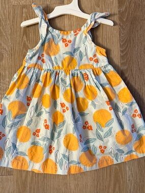 Just One You By Carters Girl's Size 12 Months Light Blue Dress With Oranges